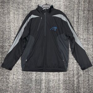 Carolina Panthers Men's L 2013 NFL Antigua Jacket Half Zip Pullover Black Gray